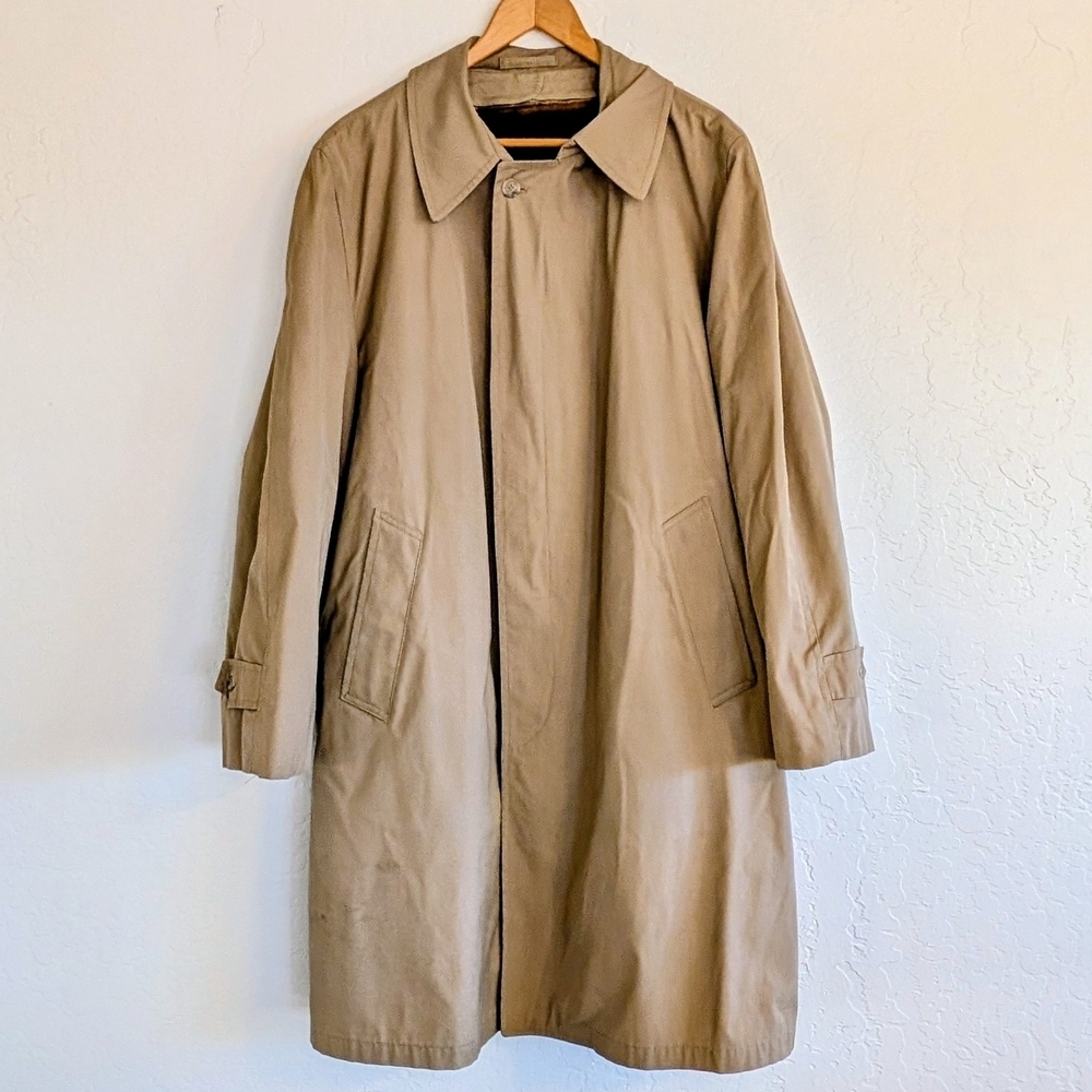 VTG London Fog Maincoats Tan Trench Coat Classic Tailored Overcoat Raincoat - Picture 3 of 16